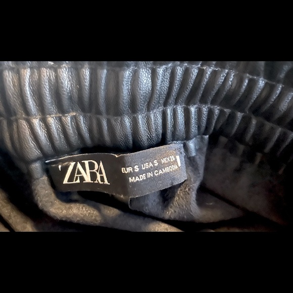 Zara Leather Culotte Pants with Drawstring - Picture 2 of 4